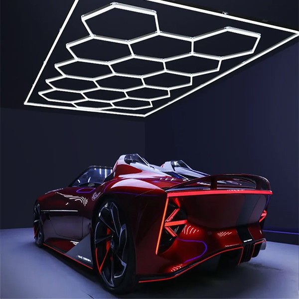 neon hexagon lights